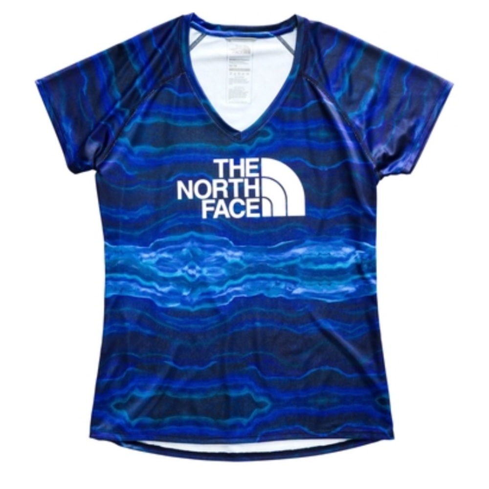 NEW The North Face Women’s Proud Reaxion Blue V-Neck Tee